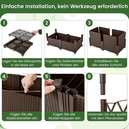 Pflanzkasten mit Spalier für Kletterpflanzen, 80x40x140 cm