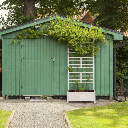 Pflanzkasten mit Spalierwand in Weiß