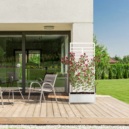 Pflanzkasten mit Spalierwand in Weiß
