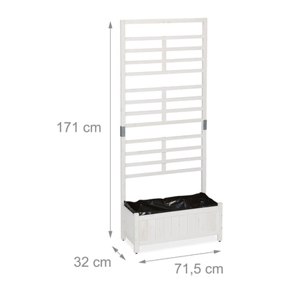 Pflanzkasten mit Spalierwand in Weiß