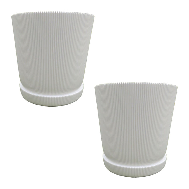 Übertöpfe mit Untersetzern, 2er-Set, für drinnen/draußen