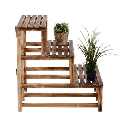 Hölzernes Pflanzenregal, 3-stöckiges Blumenregal für Garten und Balkon