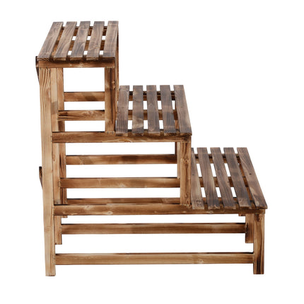 Hölzernes Pflanzenregal, 3-stöckiges Blumenregal für Garten und Balkon