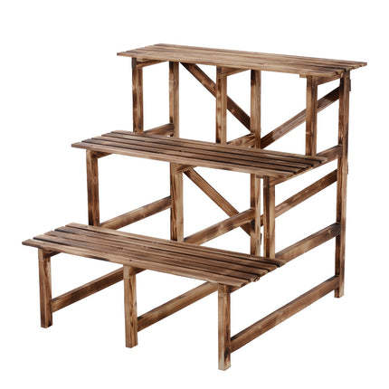 Hölzernes Pflanzenregal, 3-stöckiges Blumenregal für Garten und Balkon