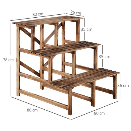 Hölzernes Pflanzenregal, 3-stöckiges Blumenregal für Garten und Balkon