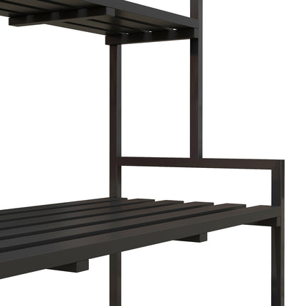 Schwarzer Blumenständer aus Stahl – 3 Etagen, 6 Haken, 110x50x170cm