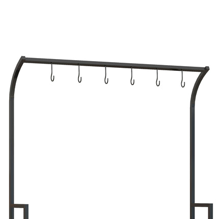 Schwarzer Blumenständer aus Stahl – 3 Etagen, 6 Haken, 110x50x170cm