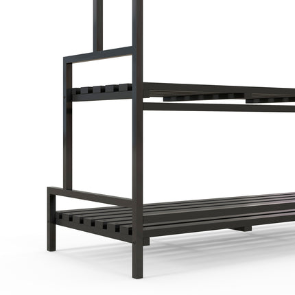Schwarzer Blumenständer aus Stahl – 3 Etagen, 6 Haken, 110x50x170cm