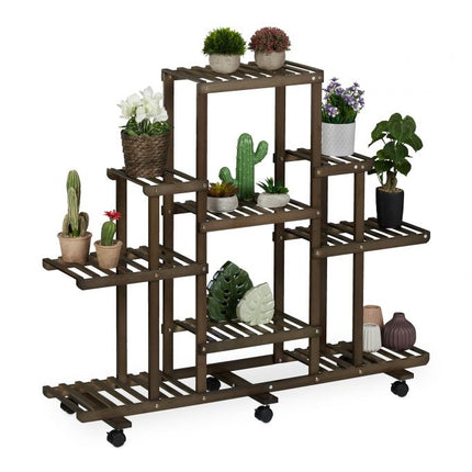 Plant stand in bamboo with wheels