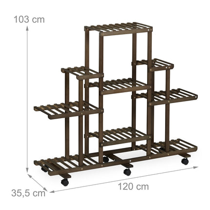 Plant stand in bamboo with wheels