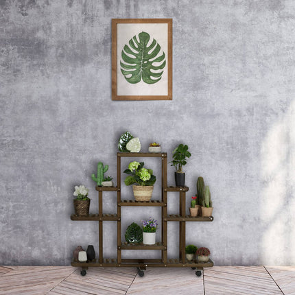 Plant stand in bamboo with wheels
