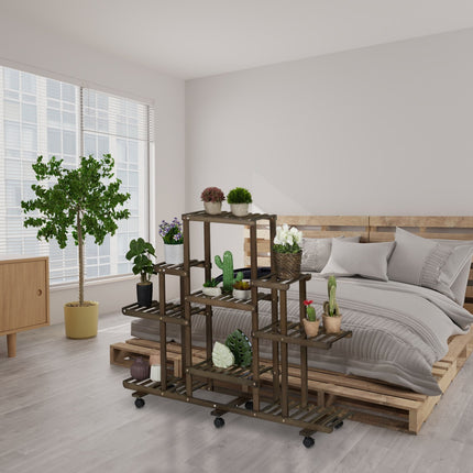 Plant stand in bamboo with wheels