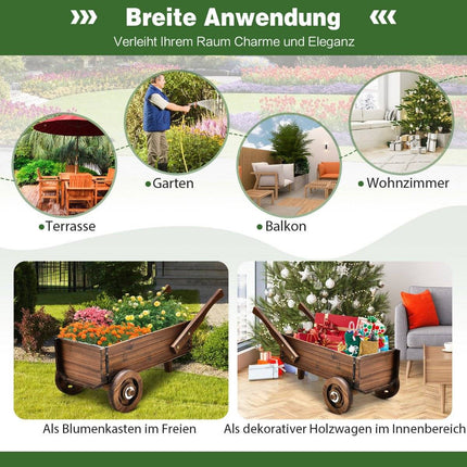Plant trolley Decorative flower trolley with wheels 81 x 40 x 38.5 cm Brown