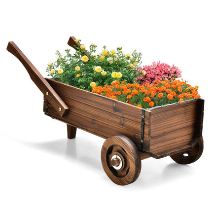 Plant trolley Decorative flower trolley with wheels 81 x 40 x 38.5 cm Brown