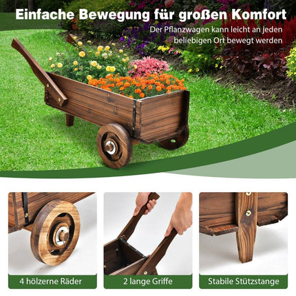 Plant trolley Decorative flower trolley with wheels 81 x 40 x 38.5 cm Brown
