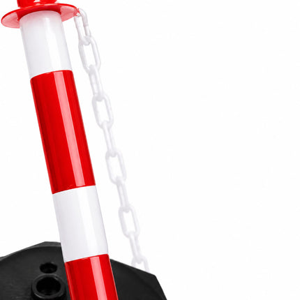 Plastic Barrier Posts with Chain, Red/White – Pack of 10