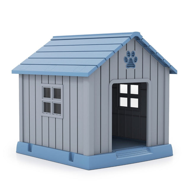 Kunststoffhundehütte, wasserdicht & isoliert, blau, Innen/Außen