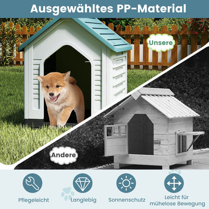 Hundehütte aus Kunststoff mit abschließbarer Tür & Belüftung