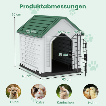 Hundehütte aus Kunststoff mit abschließbarer Tür und Belüftung