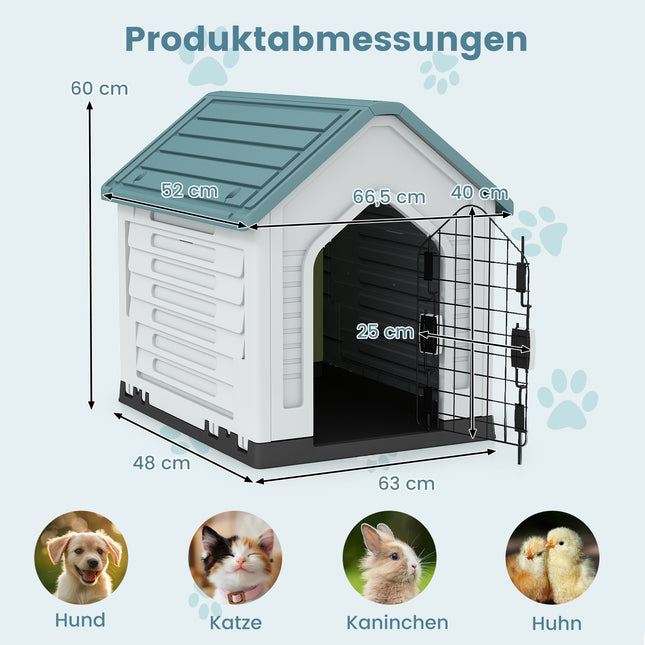 Hundehütte aus Kunststoff mit abschließbarer Tür & Belüftung