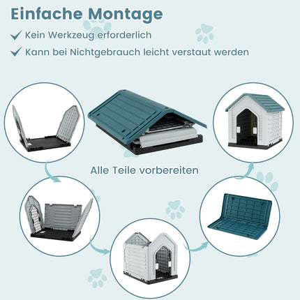Hundehütte aus Kunststoff mit abschließbarer Tür & Belüftung
