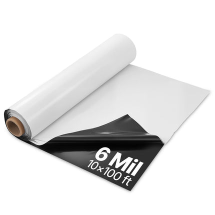 Plastic Sheeting Roll, 10 x 100 ft, 6 Mil, Black White