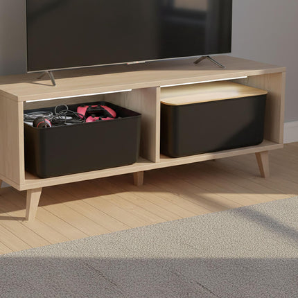 Aufbewahrungsbox-Set aus Kunststoff mit Bambusdeckel, stapelbar