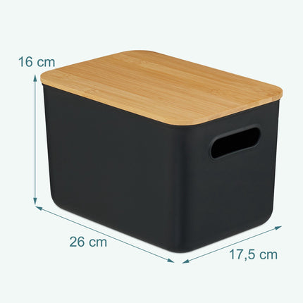 Plastic Storage Box Set with Bamboo Lid, Stackable