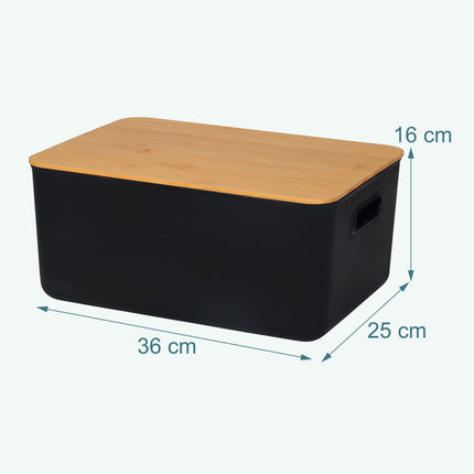 Aufbewahrungsbox-Set aus Kunststoff mit Bambusdeckel, stapelbar