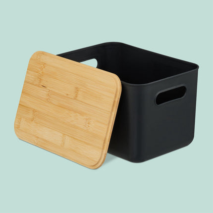Plastic Storage Box Set with Bamboo Lid, Stackable