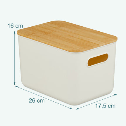 Plastic Storage Box Set with Bamboo Lids, Stackable