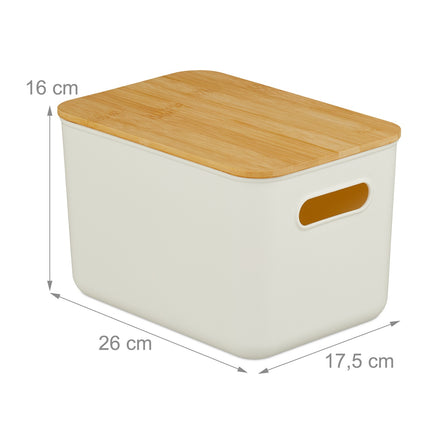 Plastic Storage Boxes with Bamboo Lids, Set of 2