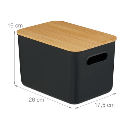 Plastové úložné boxy s bambusovými víky, sada 2 ks