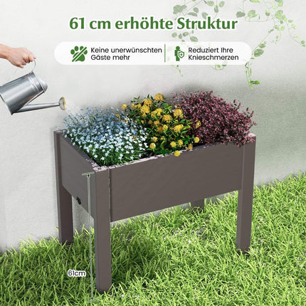 Kunststof verhoogde tuinbak met zelfbewatering 53L 76 x 45 x 61 cm koffie