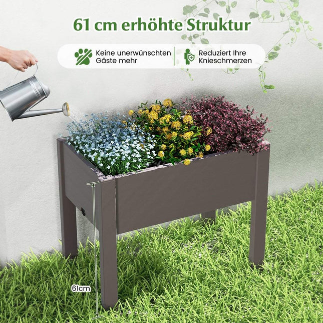 Kunststoff Hochbeet Gartenbeet selbstbewässernd 53L 76 x 45 x 61 cm Kaffee