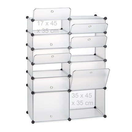 Plastic shoe shelf with 12 compartments