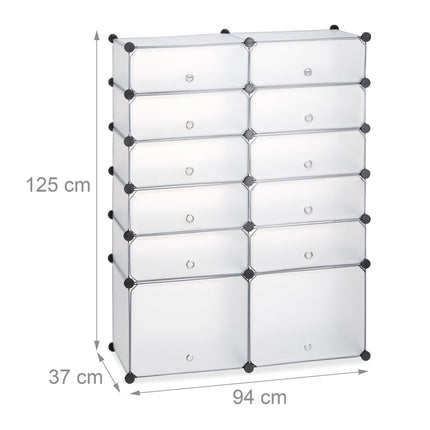 Plastic shoe shelf with 12 compartments