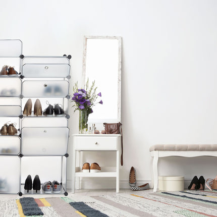 Plastic shoe shelf with 12 compartments
