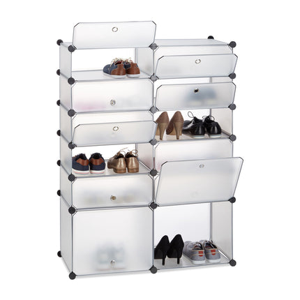 Plastic shoe shelf with 12 compartments