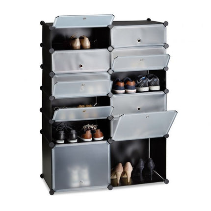 Plastic shoe shelf with 12 compartments