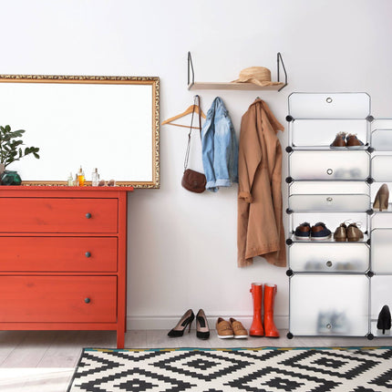 Plastic shoe shelf with 12 compartments