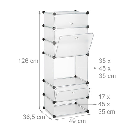 Plastic shoe shelf with 6 compartments