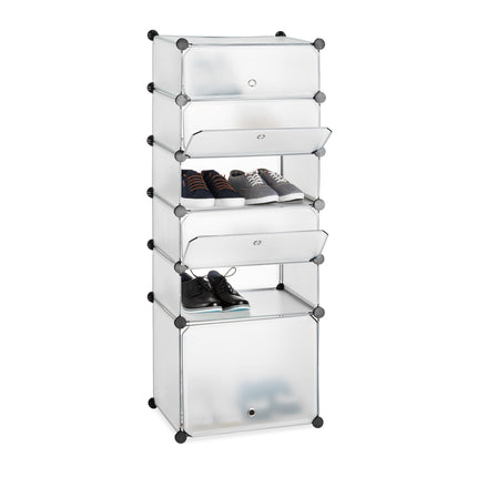 Plastic shoe shelf with 6 compartments