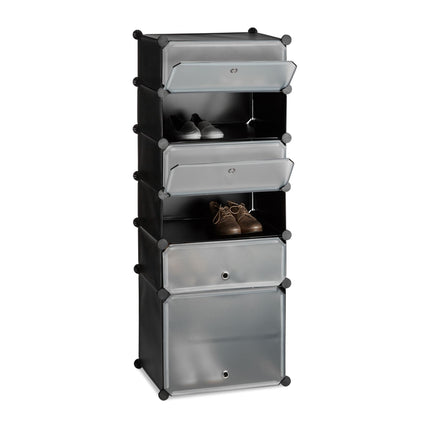Plastic shoe shelf with 6 compartments