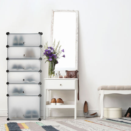 Plastic shoe shelf with 6 compartments