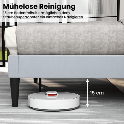 Plattformbettgestell für 200x140 cm Matratze, grauer Samt