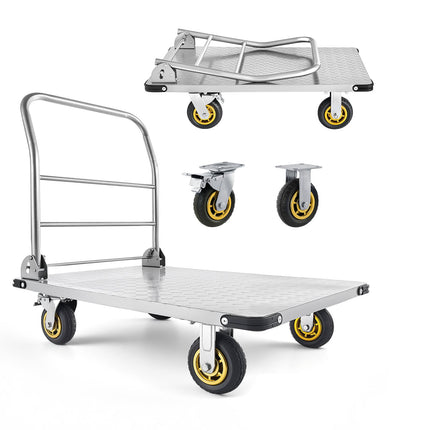Platform Truck 2000 lb, Foldable Steel, Swivel Wheels