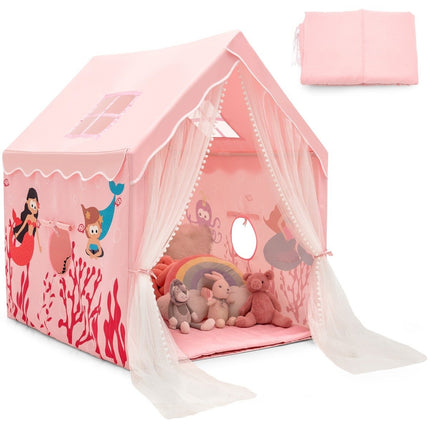 Spielzelt Groß Kinderzelt Indoor Spielzelt mit Matte Türvorhang 121x105x137cm Rosa