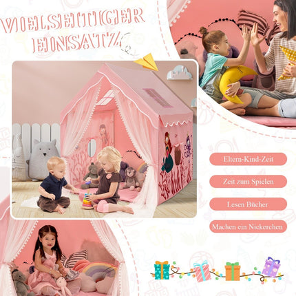 Spielzelt Groß Kinderzelt Indoor Spielzelt mit Matte Türvorhang 121x105x137cm Rosa