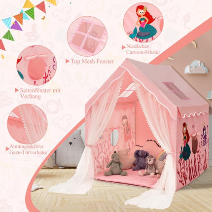 Spielzelt Groß Kinderzelt Indoor Spielzelt mit Matte Türvorhang 121x105x137cm Rosa